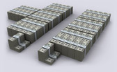 US Defict Spending & Revenue Visualized in $100 bills